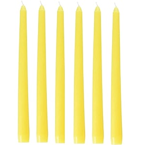 pack of 6 pcs 95 inch premium yellow taper candles yellow spell candles yellow stick candles taper shape candles pack of 6 pcs 95 inch yellow colour yellow