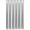 Pack of 6 Pcs 9.5 Inch Designer Premium Silver Taper Pillar Candle 9.5 inch Long for Party,Daily use, Candle (Pack of 6 Pcs, Silver)