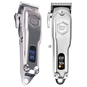 kubra kb-409 professional hair clipper cordless rechargeable led display hair clipper heavy duty for and beard cut silver men