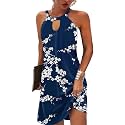 Kubsid Halter Dresses for Women 2026 Casual Floral Print Summer Dresses Hollow Out A-line Sundresses for Beach Vacation