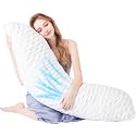 KUCEY Body Pillow for Side Sleeper with Neck and Shoulder Pain,Adjustable Shredded Memory Foam Pillows, Cooling Pillow for hot Sleepers with Washable Cover, Bed Pillows for Adults, Original White