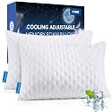 KUCEY Cooling Side Sleeper Pillow for Neck and Shoulder Pain, Luxury Shredded Memory Foam Curved Bed Pillows for Sleeping Set of 2- Adjustable King Size- Washable Cover Crescent White