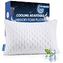 KUCEY Cooling Side Sleeper Pillow for Neck and Shoulder Pain, Luxury Shredded Memory Foam Cool Bed Pillows for Sleeping Set of 1- Adjustable Standard Size- Washable Cover Original White
