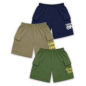 Kuchipoo Boys Cotton Cargo Shorts Elastic