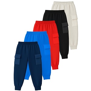 Kuchipoo Boys Solid Cargo Jogger Pants with