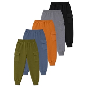 Kuchipoo Boys Solid Cargo Jogger Pants with
