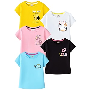 Kuchipoo Girls Cotton Printed T-Shirts Half