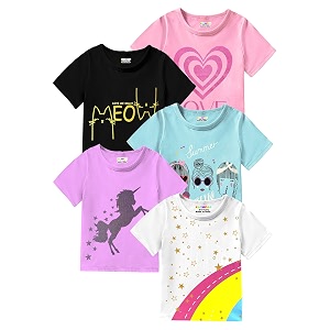 Kuchipoo Girls Half Sleeves Regular Fit Cotton