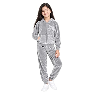 Kuchipoo Girls Velvet Zipper Hooded Sweatshirt