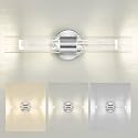 kudos Brushed Nickel LED Vanity Light, Crystal Bubble and Clear Glass, 3CCT
