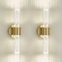 kudos 2-Pack Brushed Gold LED Vanity Lights, Crystal Bubble and Clear Glass