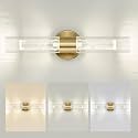 kudos Brushed Gold LED Vanity Light, Crystal Bubble and Clear Glass, 3CCT