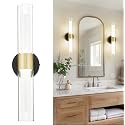 kudos Black and Gold Vanity Light, Clear and Frosted Glass, KDVL06-BG-2