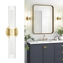 kudos Brushed Gold LED Vanity Light, Clear and Frosted Glass, KDVL06-GD-2