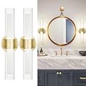 kudos 2-Pack Brushed Gold LED Vanity Lights, Clear and Frosted Glass, 3CCT