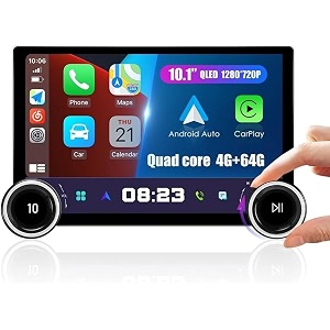 kudoss 101 diamond quad core 4g64gb 2 din dual knobs car stereo radio with wireless carplay amp android auto 10134 touch screen with double knobs gps navigation bluetooth voice control