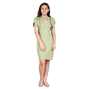 KUDUZO Girls Knee Length Short Sleeve Solid