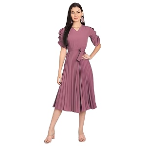 KUDUZO Womens Crepe Mauve Color V Neck