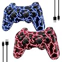 Kujian Controller for PS3, Wireless Controller for Playstation 3 6-axis Dual Vibration Gaming Controller with Charging Cord(Blue+Red)