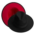 KUJUHA Fedora Hats for Mens/Womens Felt FedoraHats Two Tone Wide Brim Fedora Hats Rancher Hat
