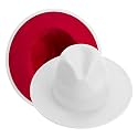 KUJUHA Fedora Hats for Mens/Womens Felt FedoraHats Two Tone Wide Brim Fedora Hats Rancher Hat