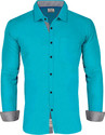 Kuki Men Solid Formal Blue Shirt