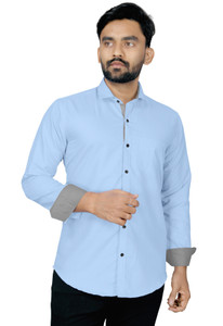 Kuki Men Solid Formal Light Blue Shirt
