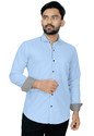 Kuki Men Solid Formal Light Blue Shirt