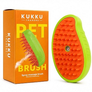 kukku traders 2-in-1 cat steam brush for shedding pet grooming brush with anti-static mist spray usb rechargeable dog amp cat grooming comb soft silicone bristles pet hair remover brush for long amp short hair