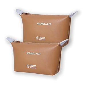 kuklar small pouch toiletry bag for women waterproof makeup pouch for purse travel portable zip pouch aesthetic bag pack of 2 tan