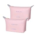 KUKLAR Small Pouch Toiletry Bag for Women Waterproof Makeup Pouch for Purse Travel Portable Zip Pouch Aesthetic Bag Pack of 2 (Pink)
