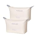KUKLAR Small Pouch Toiletry Bag for Women Waterproof Makeup Pouch for Purse Travel Portable Zip Pouch Aesthetic Bag Pack of 2 (Pale White)