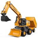 KukuFun 3-in-1 Construction Truck Sand Toys for Kids Toddlers 1-3 4-8, Sand Trucks for Sandbox with Excavator Dump Bulldozer, Beach Truck Toy Vehicle Bulk Set for Boys Girls Gifts Ages 1 2 3 4 5 +