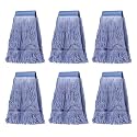 KULED Commercial Mop Head Replacement for Floor Cleaning, Blue, 6 Pack