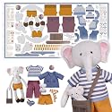 kullaloo Cut & Sew Fabric Panel – Elephant Doll Sewing Kit for Teens & Adults ✦ Intermediate DIY Plush Project with Clothes ✦ Dress Me Bestie Eddy