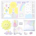kullaloo Fabric Sewing kit for Beginners - with Video Instructions - Cut & Sew Fabric Panel with Unicorn and Fairy - DIY Carft for Girls (Magic World)