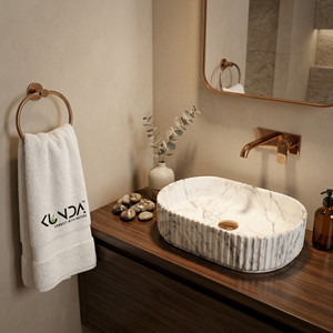 kundastudio premium ceramic marble finish matt wash basin 20125m05-matt table top basin white  light grey marble design