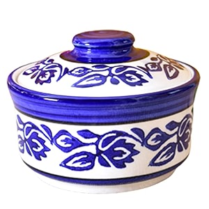 kunhar ceramic donga with lid ceramic serving donga 450 ml 1 piece blue