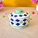 Multipurpose Ceramic Donga – Green White | 450 ML Lidded Serving Donga | Microwave &amp; Dishwasher Safe | Ideal for Gravy, Dal, Curry &amp; More