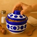 Multipurpose Ceramic Donga Dark Indigo 450 ML Lidded Serving Bowl Microwave Safe Dishwasher Safe Gravy Dal Curry Use