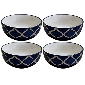 ceramic hand painted dessert bowls - 200 ml 4 pieces blue chidi