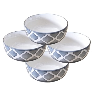 ceramic hand painted dessert bowls - 200 ml 4 pieces grey