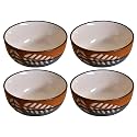 Ceramic Hand Painted Dessert Bowls - 200 Ml, 4 Pieces, Brown Grey