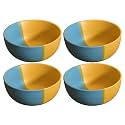 Ceramic Hand Painted Dessert Bowls - 200 Ml, 4 Pieces, Yellow Blue