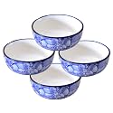 Ceramic Hand Painted Dessert Bowls - 200 Ml, 4 Pieces, Blue - Luster