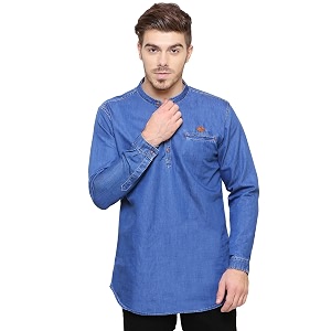 Kuons Avenue Mens Denim Casual Short Kurta