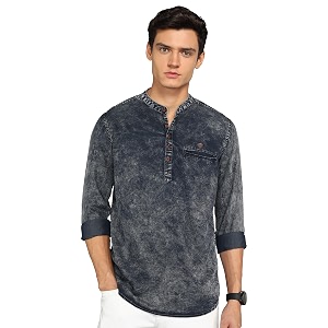 Kuons Avenue Mens Denim Casual Short Kurta