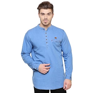 Kuons Avenue Mens Denim Casual Short Kurta
