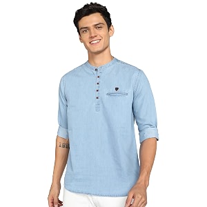 Kuons Avenue Mens Denim Casual Short Kurta