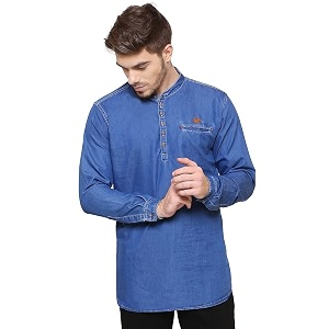 Kuons Avenue Mens Short Denim Kurta